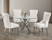 IFDCRound Glass 5pc Dining Set with Cream Chiars T - 1447 C - 1263