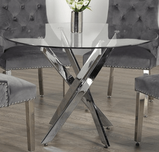 IFDCRound Glass 5pc Dining Set with Gray Chairs T-1447 C-1250
