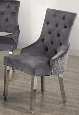 IFDCRound Glass 5pc Dining Set with Gray Chairs T-1447 C-1250