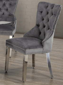 IFDCRound Glass 5pc Dining Set with Gray Chiars T-1447 C-1260