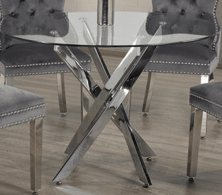 IFDCRound Glass 5pc Dining Set with Gray Chiars T-1447 C-1260