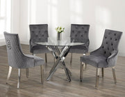 IFDCRound Glass 5pc Dining Set with Grey Chairs T - 1447 C - 1250