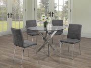 IFDCRound Glass 5pc Dining Set with Grey Chairs T - 1447 C - 1762