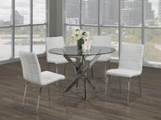 IFDCRound Glass 5pc Dining Set with White Chairs T - 1447 C - 1761