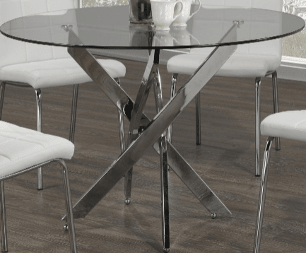 IFDCRound Glass 5pc Dining Set with White Chairs T-1447 C-1761