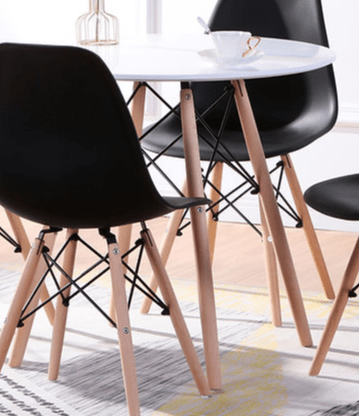 IFDCRound Lacquered Eiffel 5pc Dining Set with 4 Black Chiars T-1405 C-1420