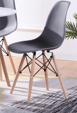 IFDCRound Lacquered Eiffel 5pc Dining Set with 4 Gray Chiars T-1405 C-1423