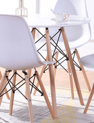 IFDCRound Lacquered Eiffel 5pc Dining Set with 4 White Chiars T-1405 C-1421