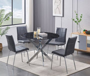 IFDCRound Tempered Black Marble 5pc Dining Set T - 1446 C - 1762
