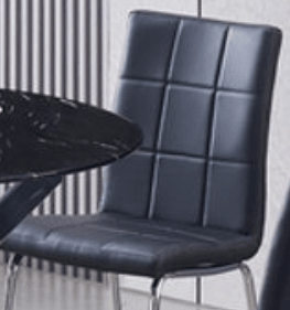 IFDCRound Tempered Black Marble 5pc Dining Set with 4 Black Chairs T-1446 C-1760