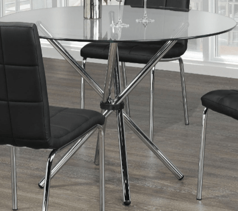IFDCRound Tempered Clear Glass 5pc Dining Set with 4 Black Chairs T-1430 C-1760