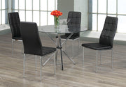 IFDCRound Tempered Clear Glass 5pc Dining Set with 4 Black Chairs T - 1430 C - 1770