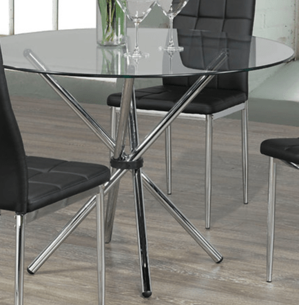 IFDCRound Tempered Clear Glass 5pc Dining Set with 4 Black Chairs T-1430 C-1770