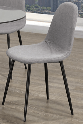 IFDCRound Tempered Clear Glass 5pc Dining Set with 4 Grey Chairs T-1429 C-1745