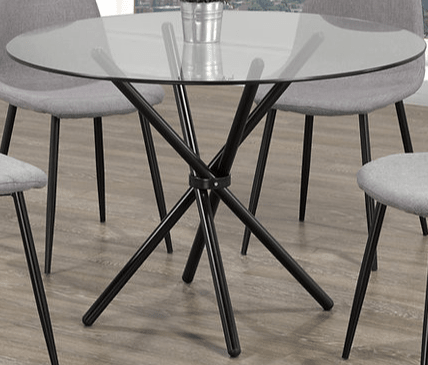 IFDCRound Tempered Clear Glass 5pc Dining Set with 4 Grey Chairs T-1429 C-1745