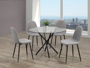 IFDCRound Tempered Clear Glass 5pc Dining Set with 4 Grey Chairs T - 1429 C - 1745