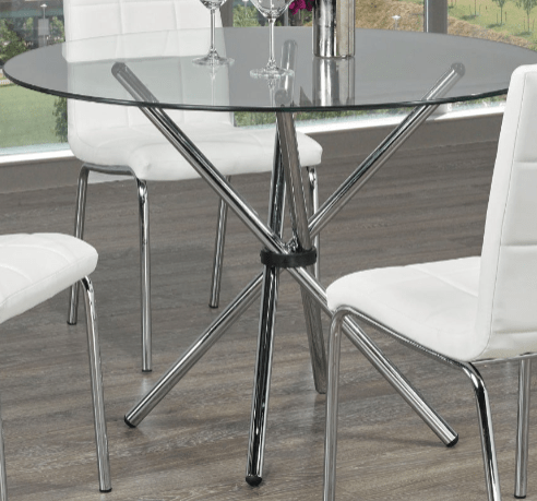 IFDCRound Tempered Clear Glass 5pc Dining Set with 4 White Chairs T-1430 C-1761