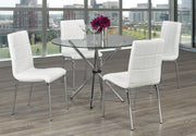 IFDCRound Tempered Clear Glass 5pc Dining Set with 4 White Chairs T - 1430 C - 1761