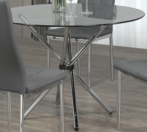 IFDCRound Tempered Clear Glass 5pc Dining Set with 4 White Chairs T-1430 C-1772