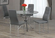 IFDCRound Tempered Clear Glass 5pc Dining Set with 4 White Chairs T - 1430 C - 1772