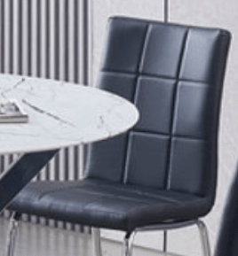 IFDCRound Tempered White Marble 5pc Dining Set with 4 Black Chairs T-1445 C-1760