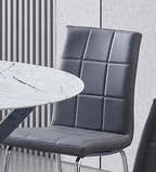 IFDCRound Tempered White Marble 5pc Dining Set with 4 Grey Chairs T-1445 C-1762