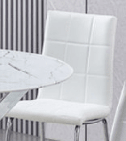 IFDCRound Tempered White Marble 5pc Dining Set with 4 White Chairs T-1445 C-1761