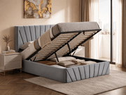 IFDCSilver Grey Velvet Hydraulic Storage Platform Bed IF-5870