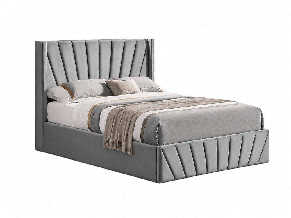 IFDCSilver Grey Velvet Hydraulic Storage Platform Bed IF-5870