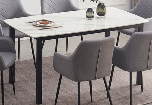 IFDCSintered Stone White Marble 7pc Dining Set T-1815 C-1815