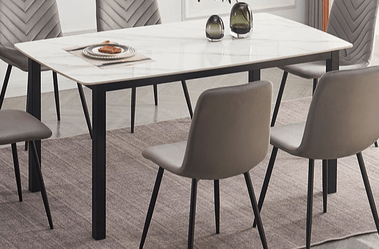 IFDCSintered Stone White Marble 7pc Dining Set T-1815 C-1817