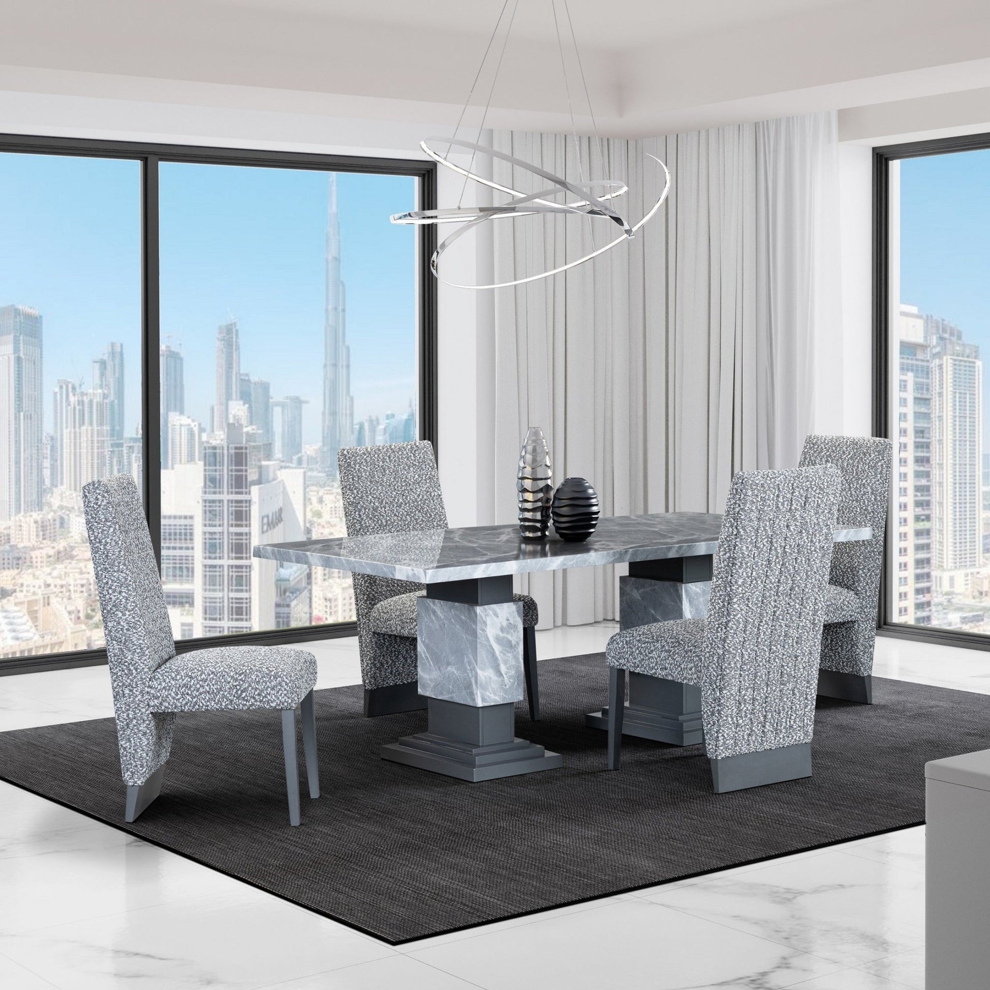 IFDCSoft Grey Fabric 7pc Dining Set IF - 1600