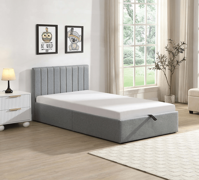 IFDCSoft Grey Fabric Vertical-Tufted Hydraulic Lift Platform Bed IF 5163