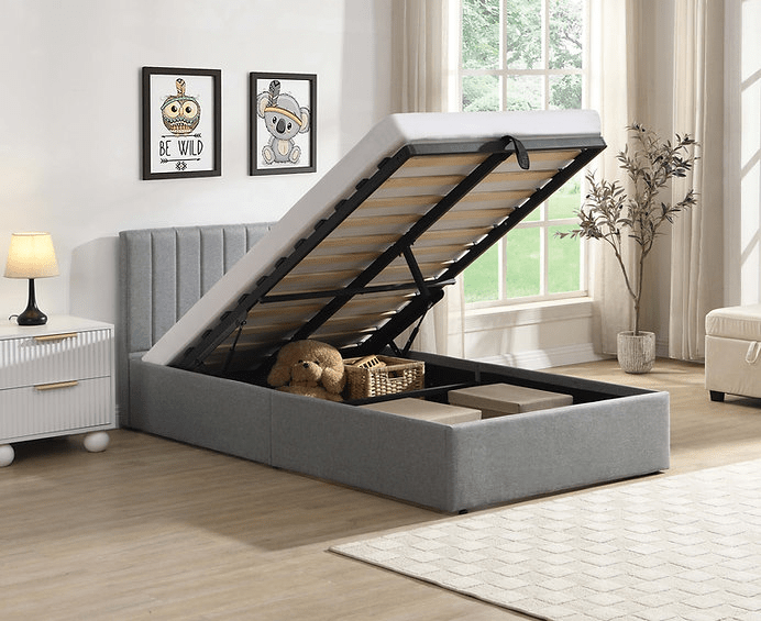 IFDCSoft Grey Fabric Vertical-Tufted Hydraulic Lift Platform Bed IF 5163