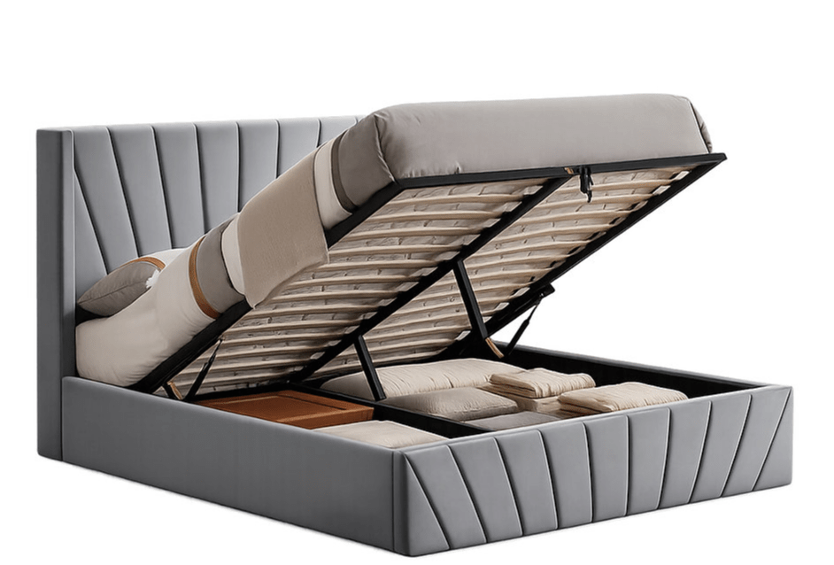 IFDCSoft Silver Grey Velvet Storage Bed IF-5870