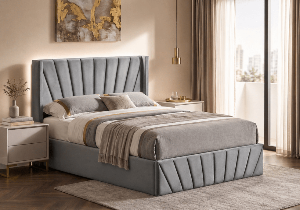 IFDCSoft Silver Grey Velvet Storage Bed IF-5870