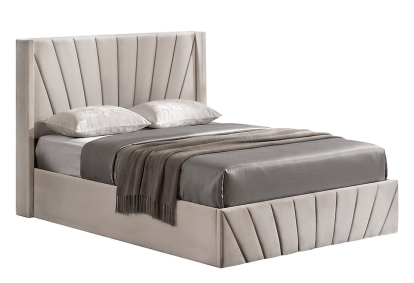 IFDCSoft Warm Ivory Velvet Storage Bed IF-5872