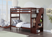 IFDCSolid Wood Staircase Bunk Bed with Storage Shelves (Single/Single) B - 1845