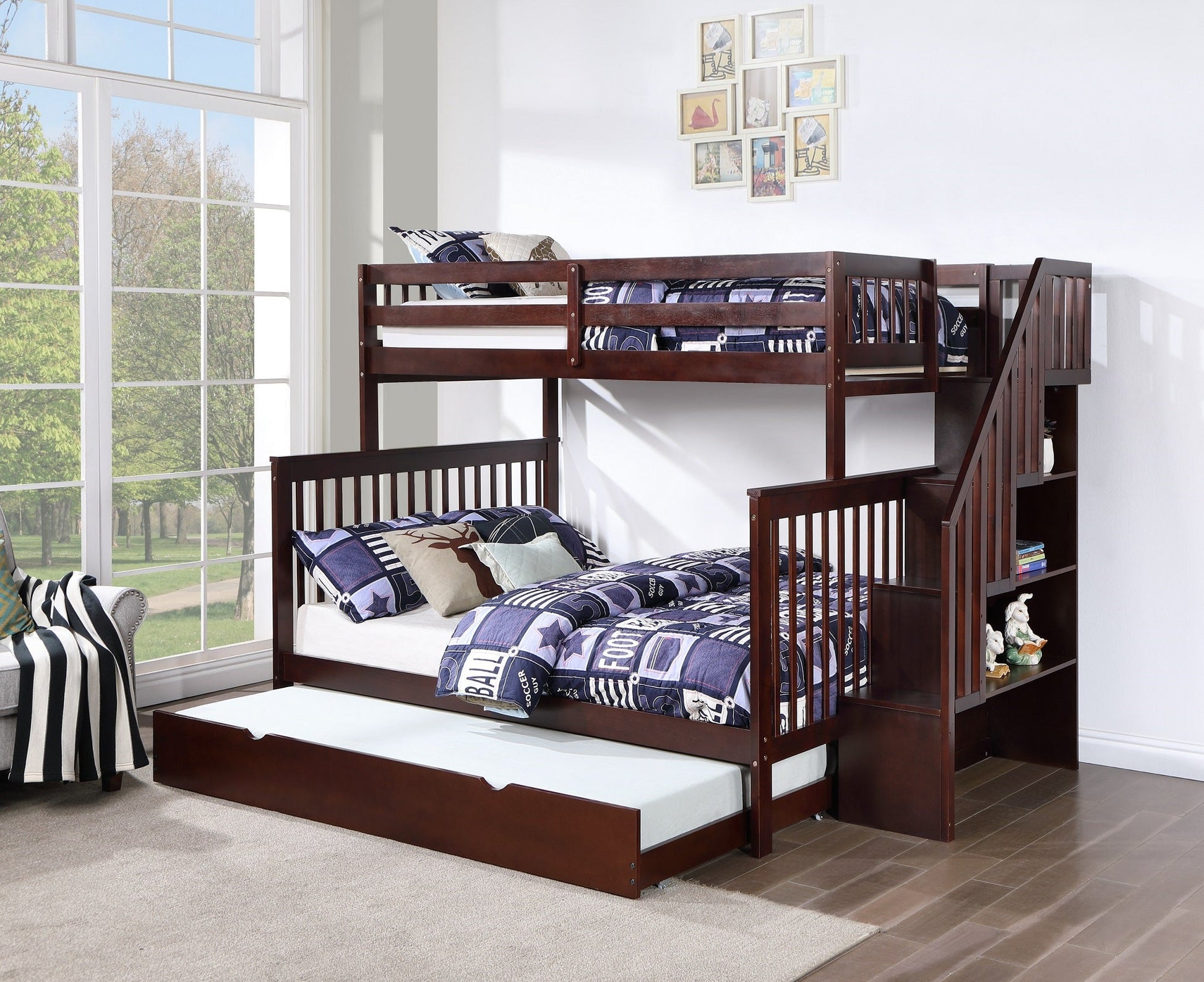 IFDCStaircase Bunk Bed Set Espresso B - 1850 (Single/Double)