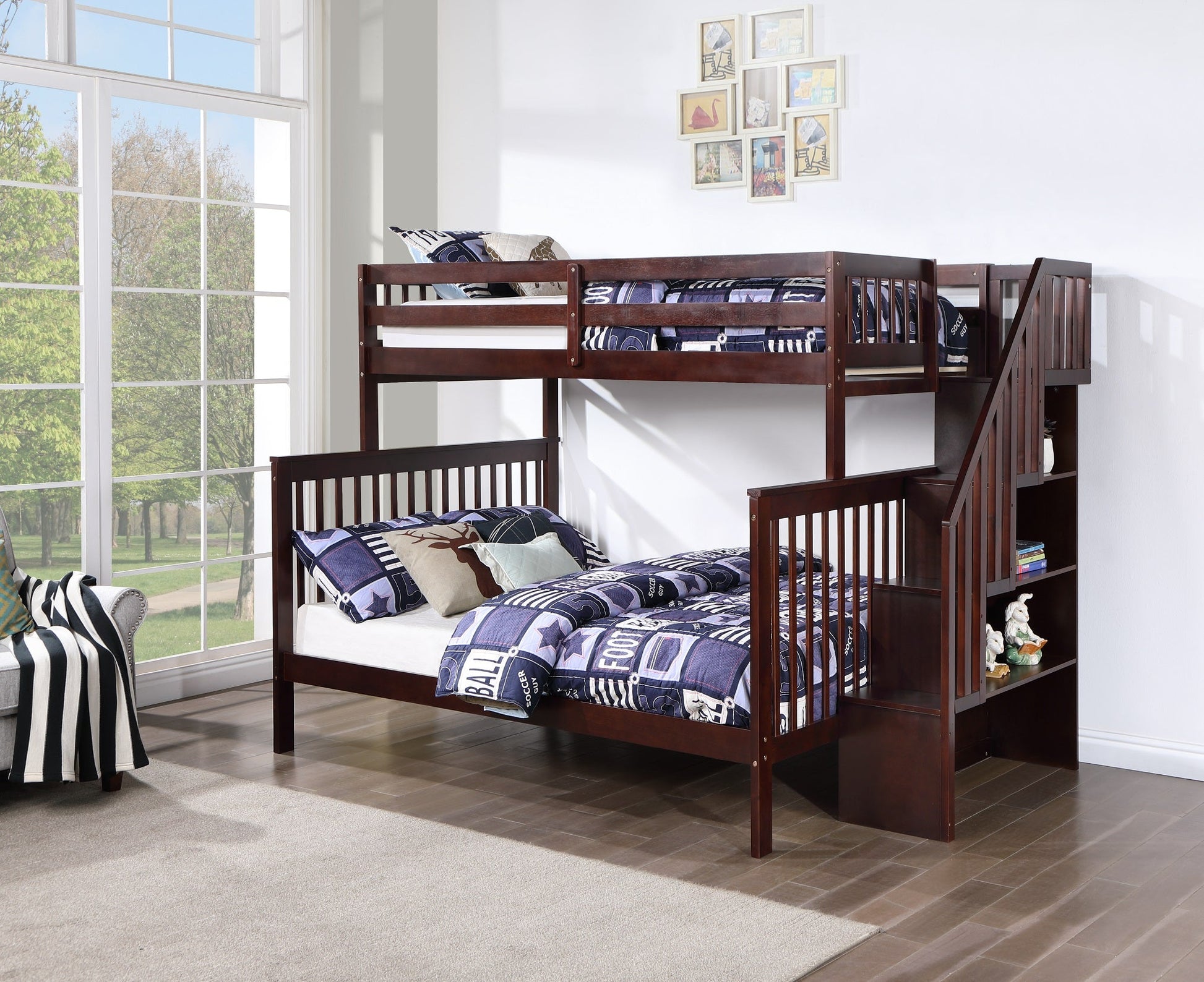 IFDCStaircase Bunk Bed Set Espresso B - 1850 (Single/Double)