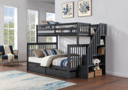 IFDCStaircase Bunk Bed Set Grey B - 1851 (Single/Double)