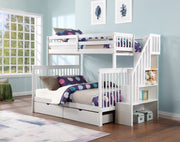 IFDCStaircase Bunk Bed White B - 1852 (Single/Double)