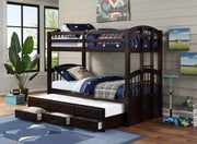IFDCStorage Bunk Bed With Trundle Espresso B - 1840 (Single/Single/Single)