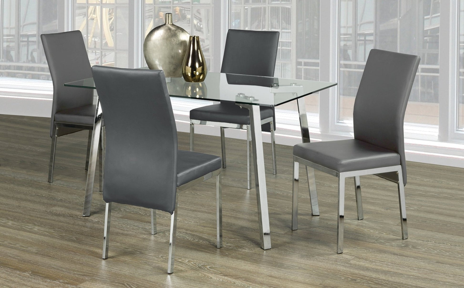 IFDCTempered Clear Glass 5pc Dining Set T - 5065 C - 5065