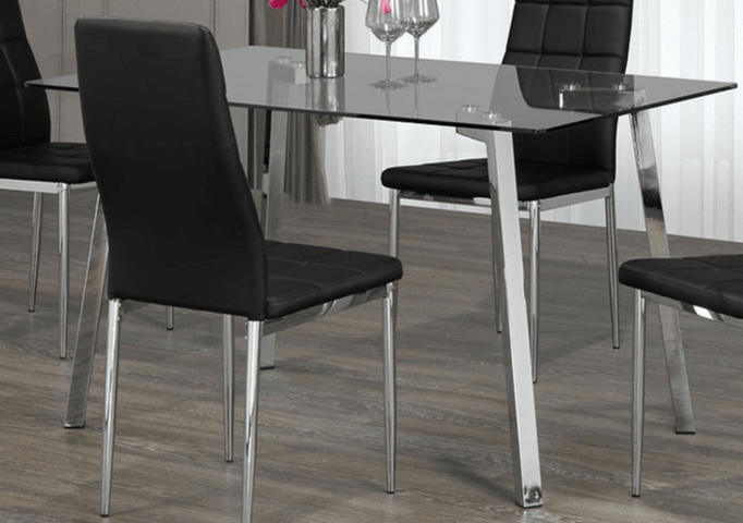 IFDCTempered Clear Glass 5pc Dining Set with 4 black chairs T-5065 C-1770