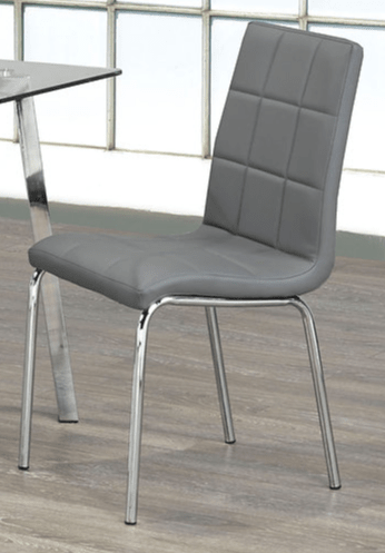 IFDCTempered Clear Glass 5pc Dining Set with 4 Gray Chairs T-5065 C-1762