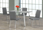 IFDCTempered Clear Glass 5pc Dining Set with 4 grey chairs T - 5065 C - 1762