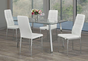 IFDCTempered Clear Glass 5pc Dining Set with 4 white chairs T - 5065 C - 1771