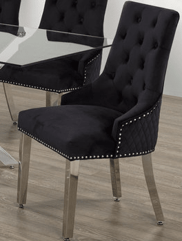 IFDCTempered Glass 7pc Dining Set with black chairs T-1448 C-1251