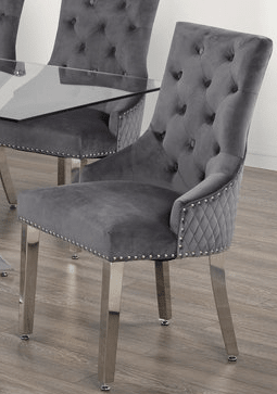 IFDCTempered Glass 7pc Dining Set with Gray Chairs T-1448 C-1250
